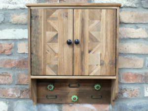 Rustic Wall Shelf with Hooks – Compact Storage Unit