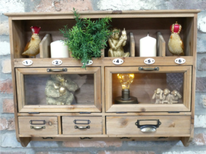 Industrial Wall Shelf with Hooks – Rustic Storage Unit