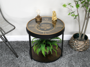 Industrial Cog Clock Side Table