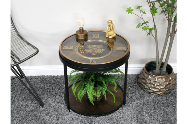 Industrial Cog Clock Side Table