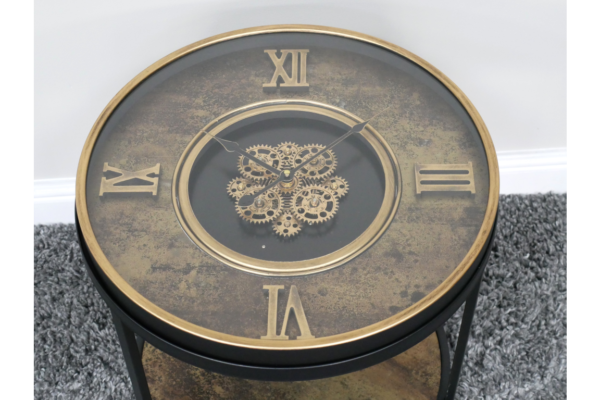 Industrial Cog Clock Side Table