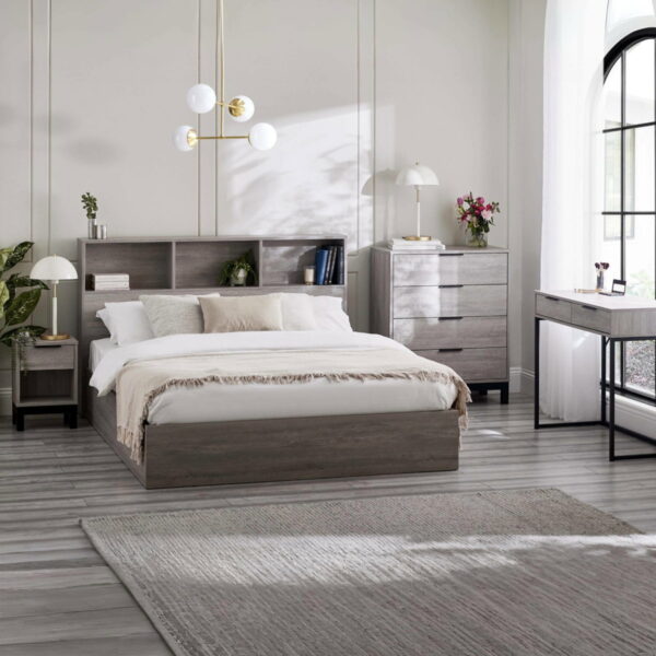 Bali Ottoman Storage Bed - Grey Oak