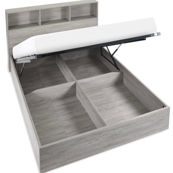 Bali Ottoman Storage Bed - Grey Oak