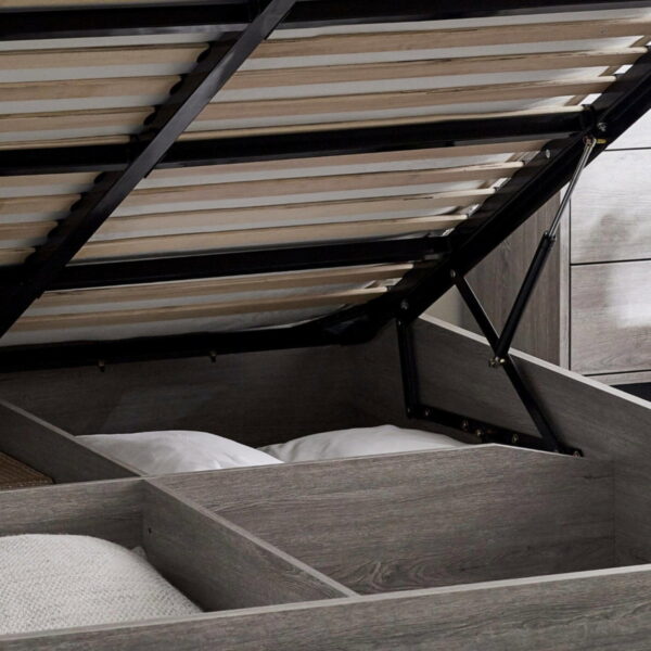 Bali Ottoman Storage Bed - Grey Oak