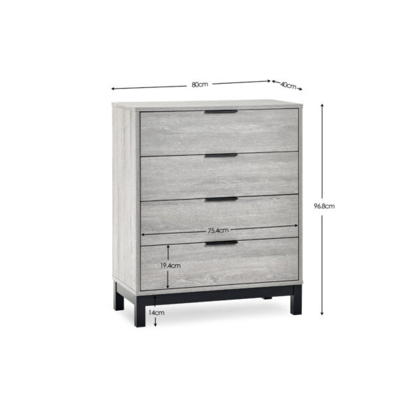 Bali 4 Drawer Chest - Grey Oak