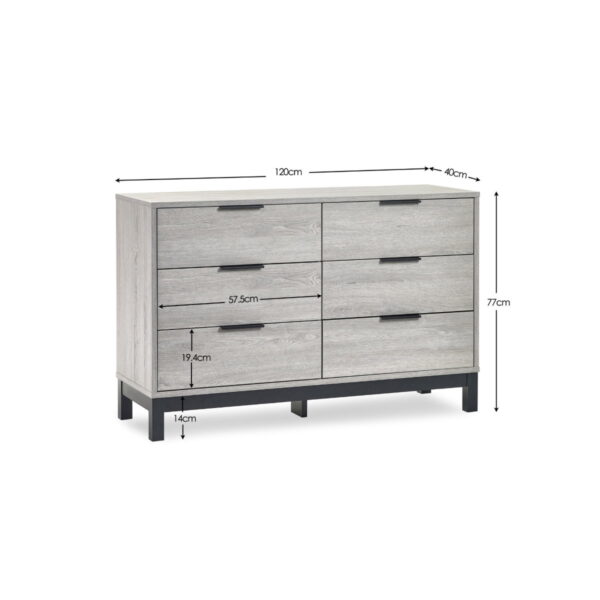 Bali 6 Drawer Wide Chest - Grey Oak