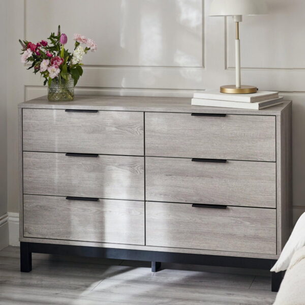 Bali 6 Drawer Wide Chest - Grey Oak