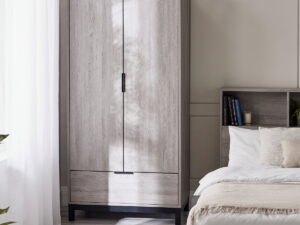 Bali 2 Door 1 Drawer Wardrobe - Grey Oak