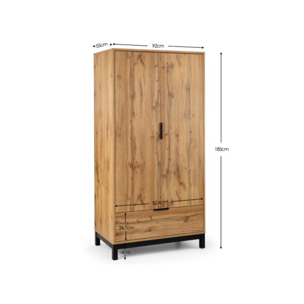 Bali 2 Door 1 Drawer Wardrobe