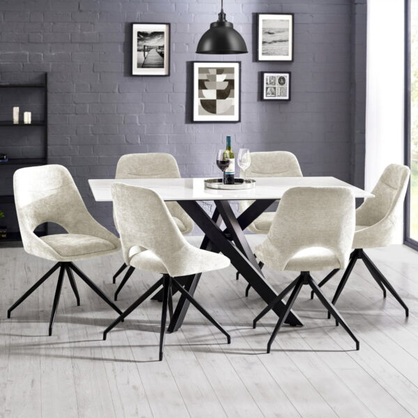 Bradley White Marble Dining Table