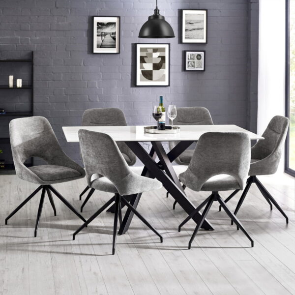 Bradley White Marble Dining Table