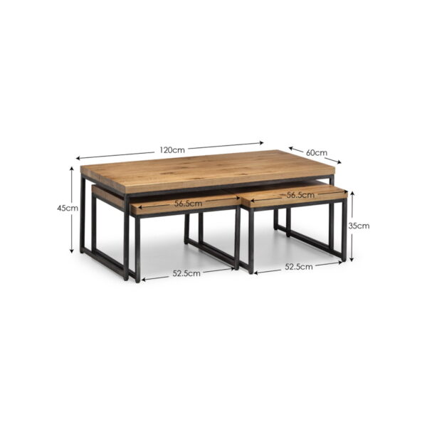 Brooklyn Nesting Coffee Tables - Dark Oak/Gunmetal