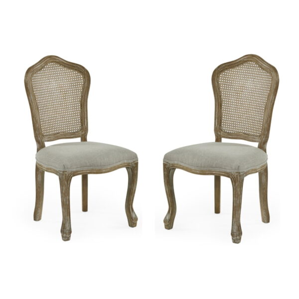 Set of 2 Camille Rattan Dining Chairs
