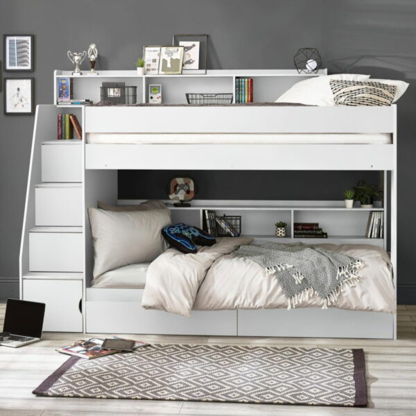 Camelot Staircase Bunk - All White