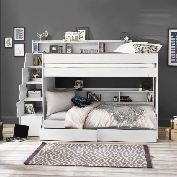 Camelot Staircase Bunk - All White