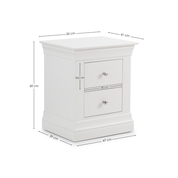 Clermont 2 Drawer Bedside - White