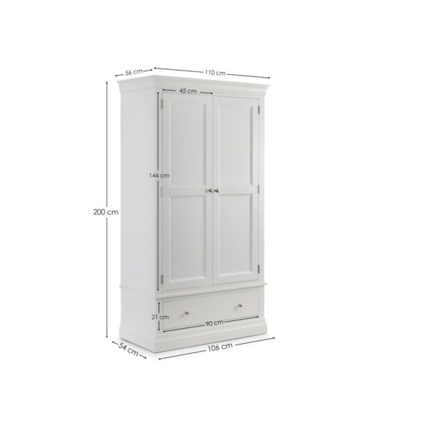 Clermont 2 Door 1 Drawer Wardrobe - Light Grey