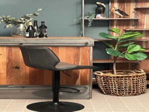 Alfa Gas Lift Bar Stool Vegan Leather Grey SET OF 2