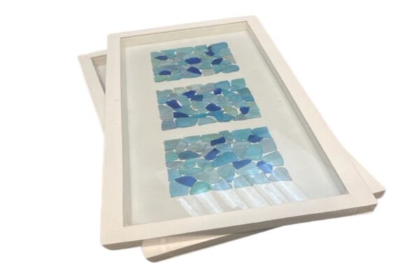 DF-BB-ART345-B-featured Tall Sea Glass Shadow Box - Blue