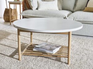 Aspect White Round Coffee Table with Rack