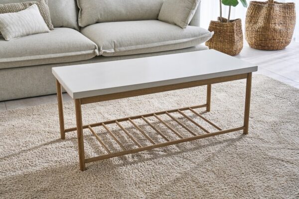 Aspect White Rectangular Coffee with Rack