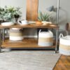 Set of 3 White Top Baskets