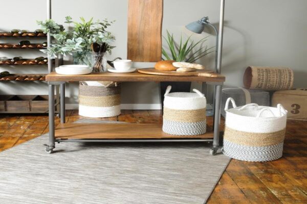 Set of 3 White Top Baskets