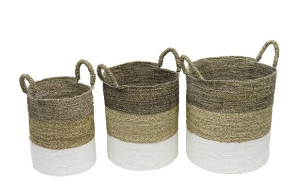 Set of 3 Grey Top Baskets