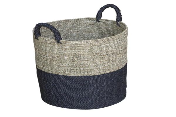 Set of 3 Charcoal & Natural Baskets