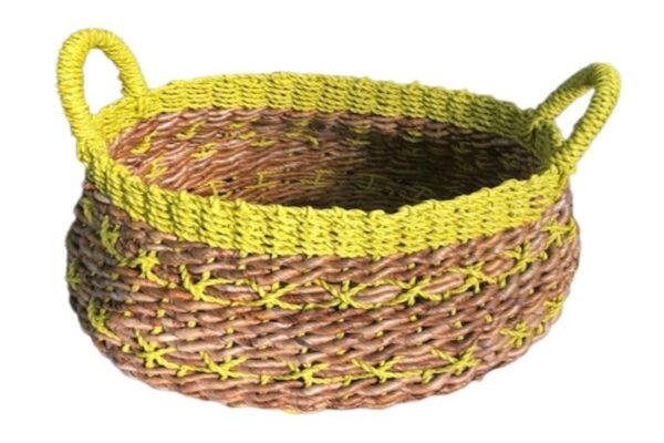 Yellow Cross Stitch basket