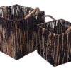 Zebra Square Basket - Set of 2 - Brown Blend