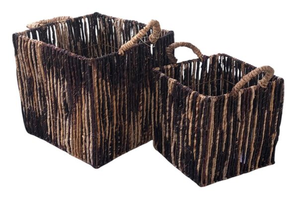 Zebra Square Basket - Set of 2 - Brown Blend