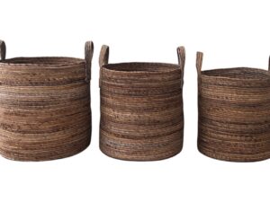 Natural Stitch Basket - Set of 3