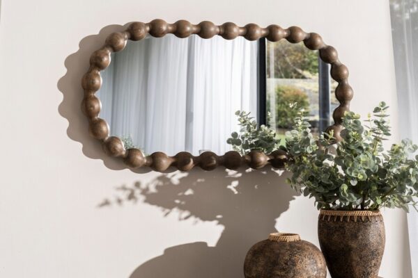 Carob Oval Mirror - Greywash