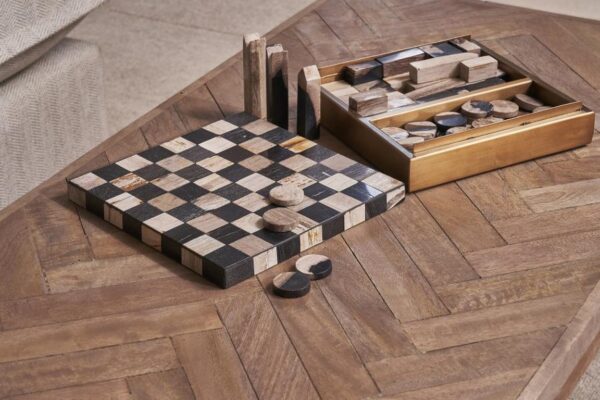 Petrified Wood Chess & Draughts Set