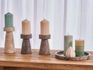 Rook Small Candlestick - Grey/Brown Marble