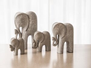 Set of 4 Elephant - White