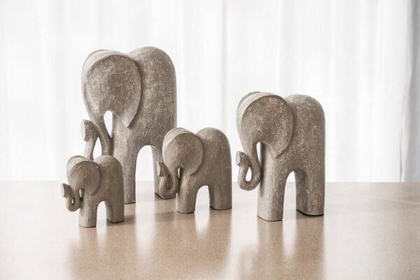 Set of 4 Elephant - White