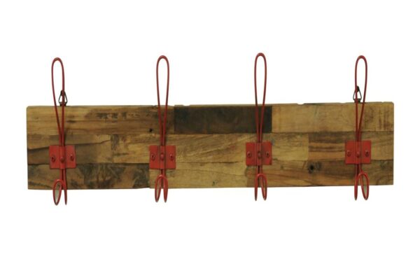 Re-Engineered Red Natural Wood 4 Hooks