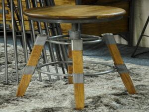 RE-Engineered Wood & Metal Square leg Swivel Stool