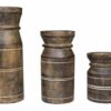 Set of 3 Carved Pillar Candlesticks