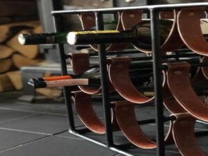 9 bottle leather sling square Wine Rack