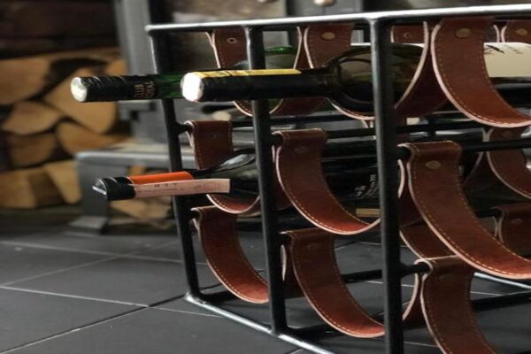 9 bottle leather sling square Wine Rack