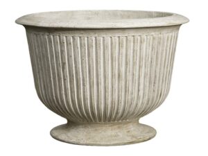 Ribbed Urn Large - Antique White Wash