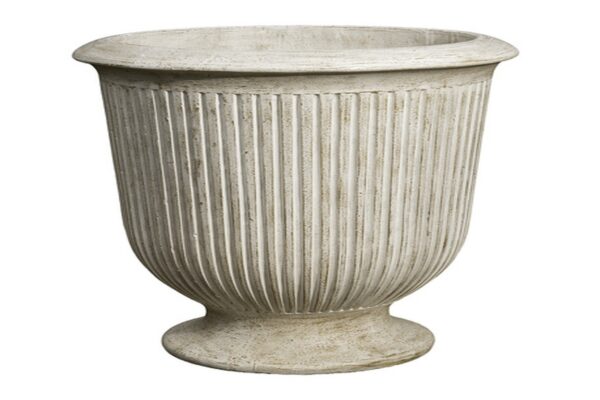 Ribbed Urn Large - Antique White Wash