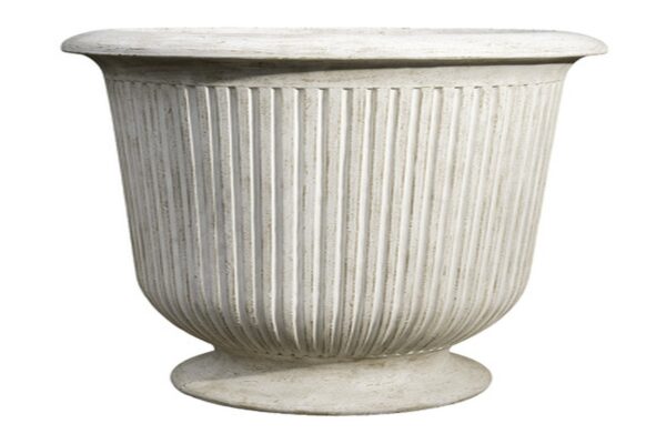 Ribbed Urn XL - Antique White Wash