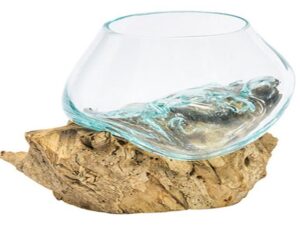 Molten Glass & Rootwood Vase/Jar 15cm