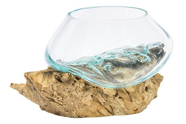 Molten Glass & Rootwood Vase/Jar 15cm