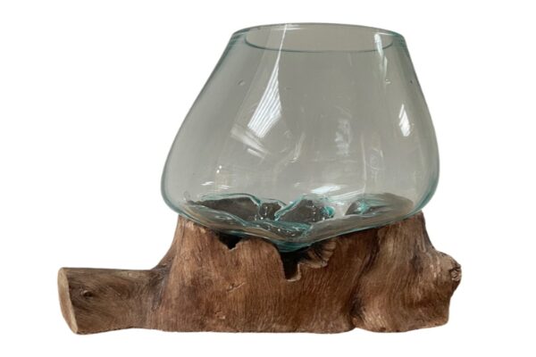 Molten Glass & Rootwood Vase/Jar 18cm
