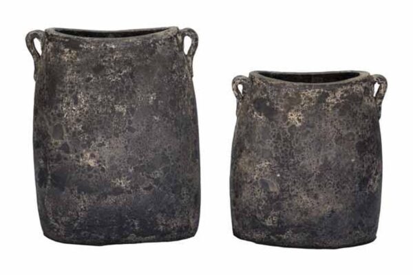 Set of 2 Eliptical Vase - Granite
